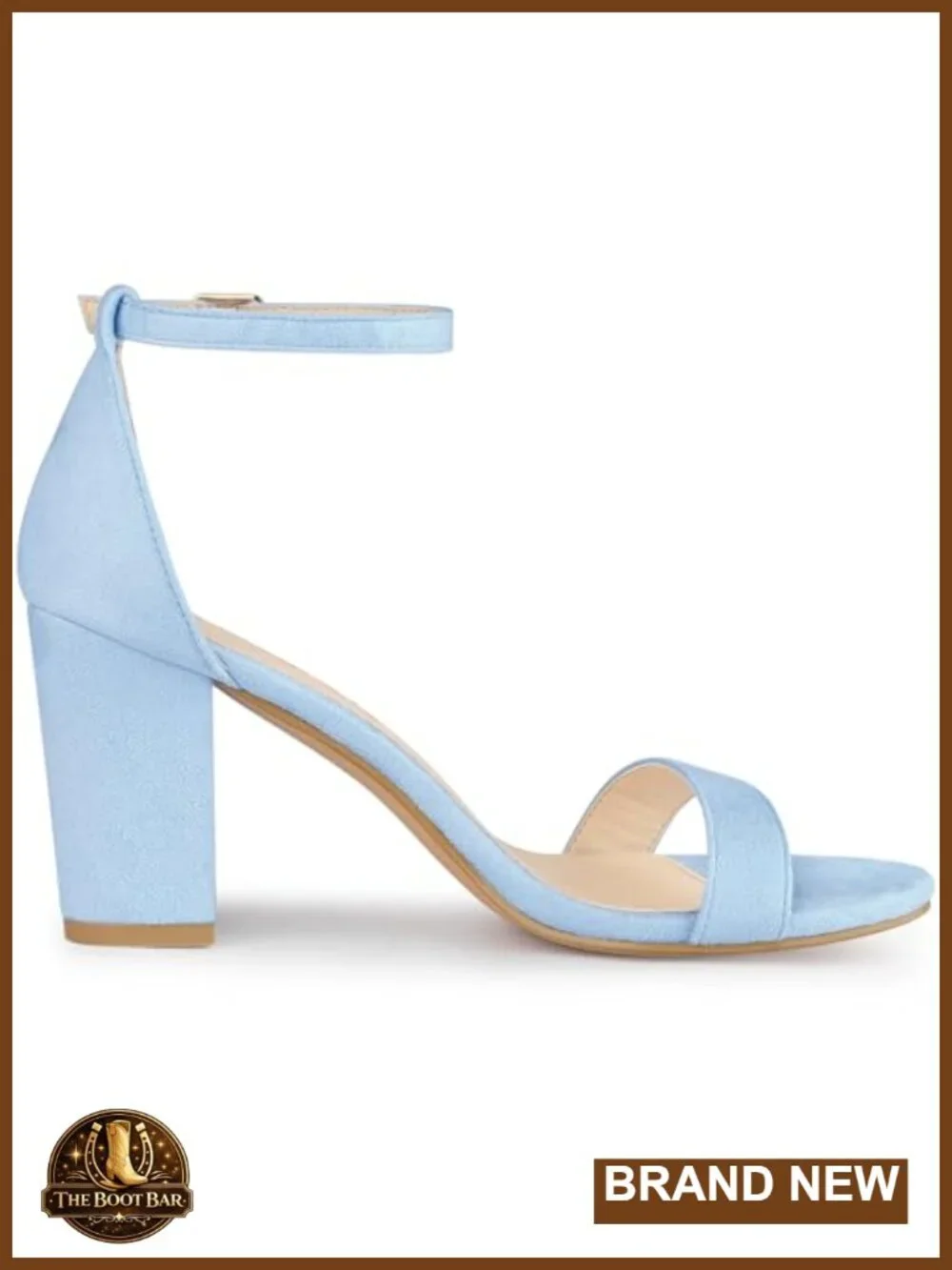 Faux Suede Chunky Heel Open Toe Ankle Strap Sandals